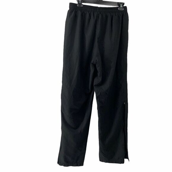 Adidas Black Track Pants Mens Size Medium Classic Swooshy Leg Zip Venting Active - Picture 3 of 7